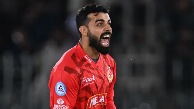 Shadab Khan celebrates a wicket