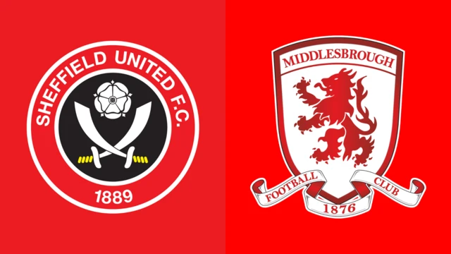 Side-by-side of Sheffield United and Middlesbrough club badges