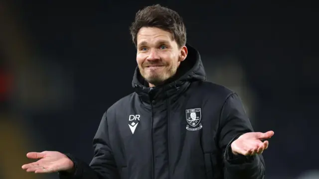 Sheffield Wednesday manager Danny Rohl celebrates after victory in the Sky Bet Championship match between Hull City AFC and Sheffield Wednesday FC at MKM Stadium 