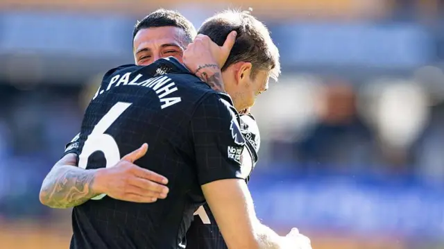 Palhinha and Porro embrace in celebration