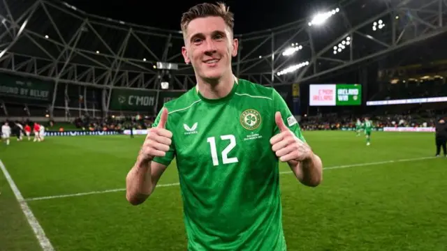 Jimmy Dunne celebrates Republic of Ireland debut