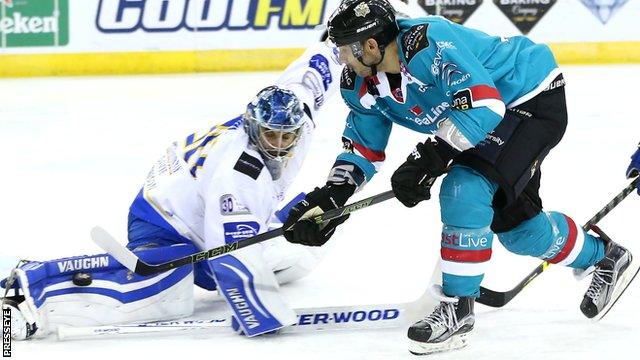 Action from Belfast Giants against Fife Flyers