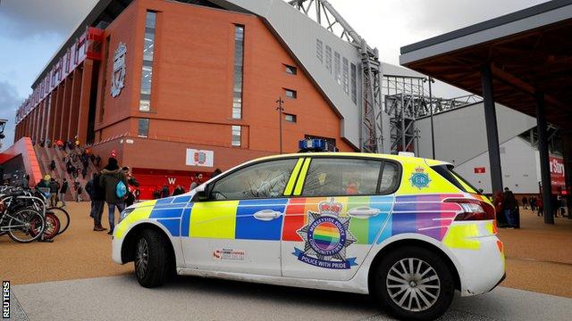 Police car outside Anfield