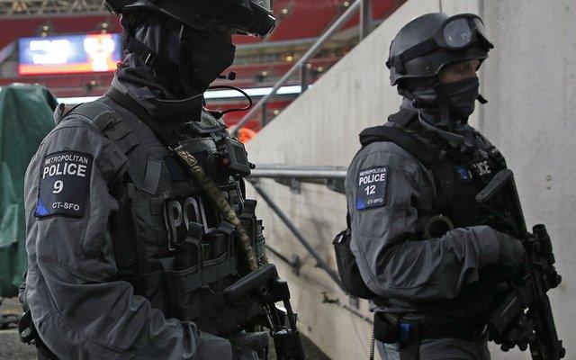 Armed police officer at Wembley Stadium