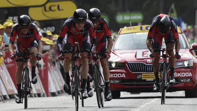 BMC Racing finish the time trial