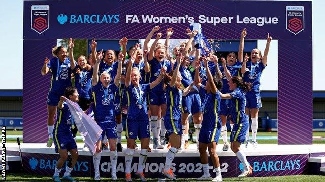 Chelsea celebrate winning the WSL title