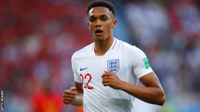 Trent Alexander-Arnold playing for England at the World Cup