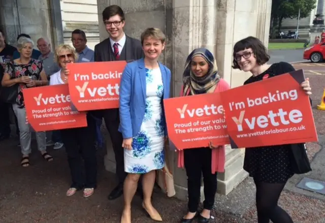 Yvette Cooper and supporters