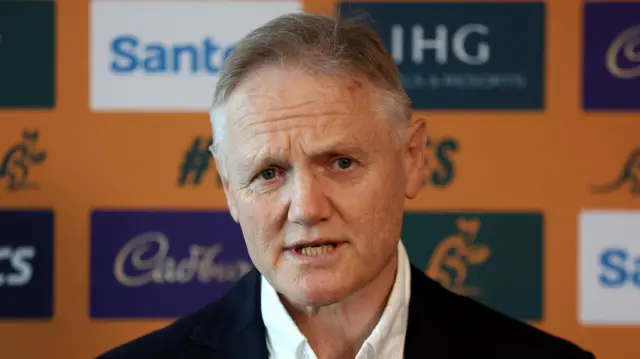 Australian coach Joe Schmidt speaking at a press conference