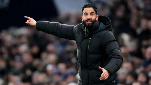 Ruben Amorim gestures from the touchline