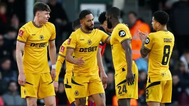 Wolves player celebrates