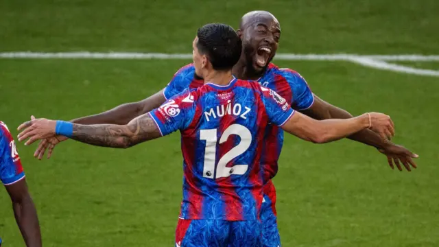 Jean-Philippe Mateta celebrates a goal for Crystal Palace against Tottenham