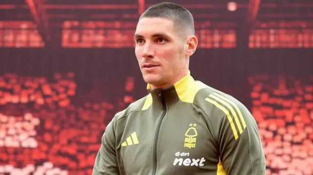 Nikola Milenkovic with Nottingham Forest. 