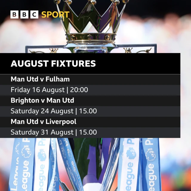 Manchester United August fixtures: Man Utd v Fulham, Brighton v Man Utd, Man Utd v Liverpool