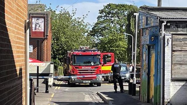 A cordon around the scene of a fire