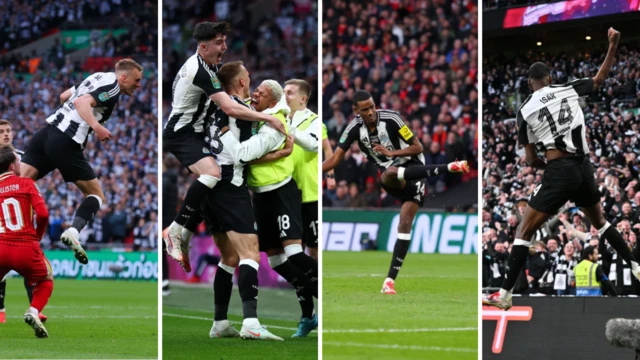 Dan Burn's header, his celebration, Alexander Isak's goal and his celebration