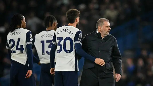 Ange Postecoglou with his players after full-time