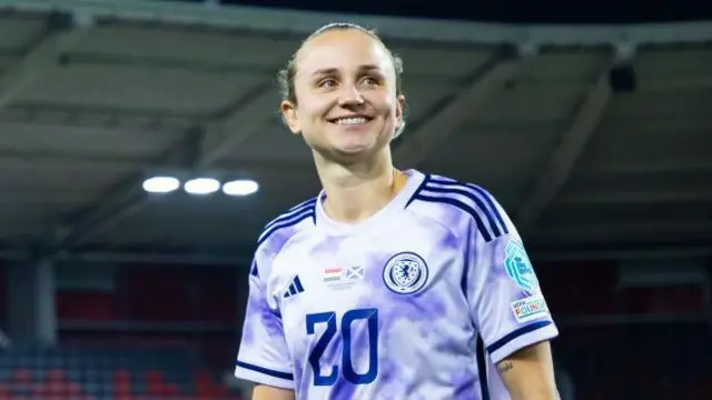 Scotland striker Martha Thomas smiles after her goal sealed a 1-0 win in Hungary