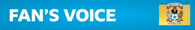 Light blue Fan's Voice banner alongside the Coventry City badge