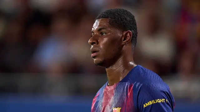 Marcus Rashford looks on for Barcelona