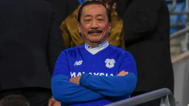 Cardiff owner Vincent Tan at a game in 2022