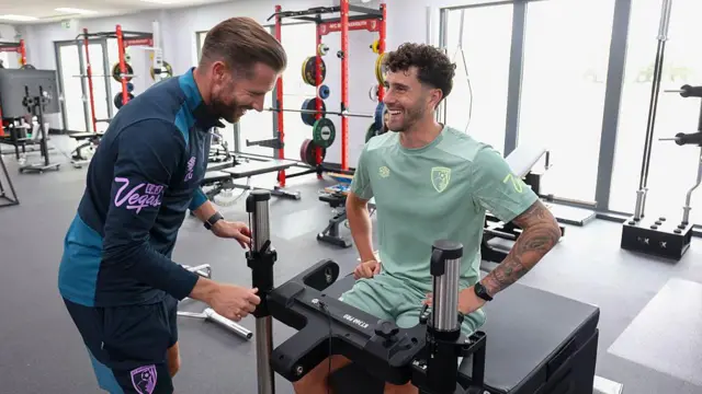Marcos Senesi smiling whilst in the gym