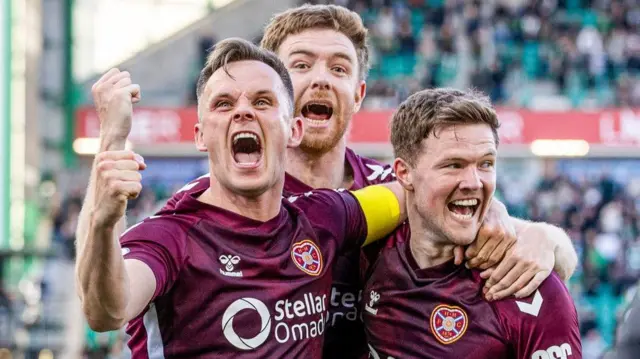 Hearts players celebrate