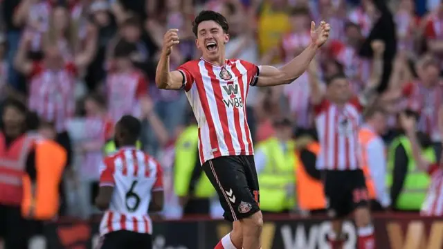 Luke O'Nien of Sunderland FC celebrates the win 