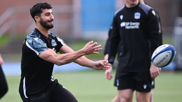 Ben Afshar in Glasgow Warriors training