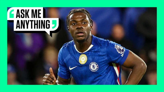 Romeo Lavia in action against Liverpool on a green 'Ask Me Anything' template