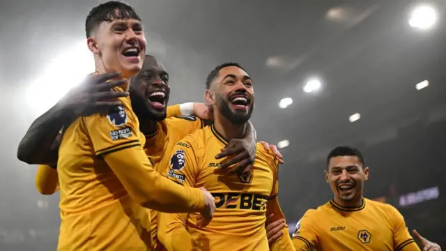 Wolves players celebrate