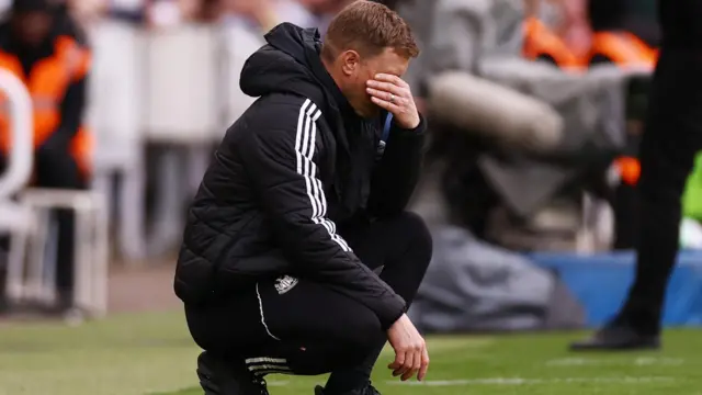 Newcastle United manager Eddie Howe reacts