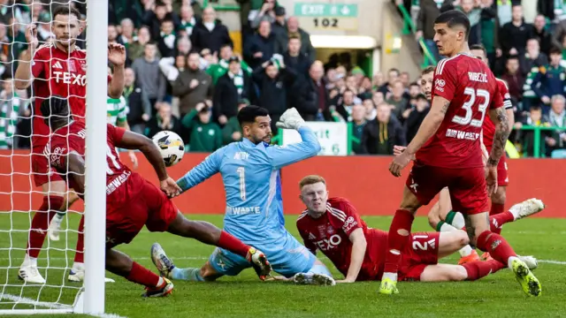 Aberdeen's Duk clears on the line