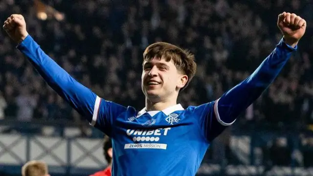 Rangers' Mikey Moore celebrates scoring