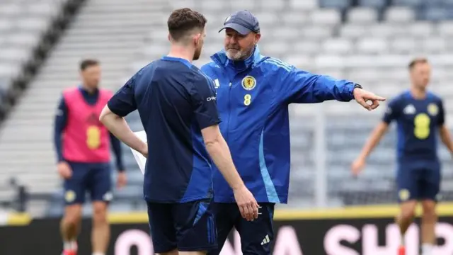 Scotland's Andy Robertson and Steve Clarke