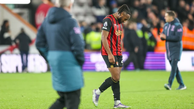 Bournemouth's Antoine Semenyo reacts after the home defeat to Everton