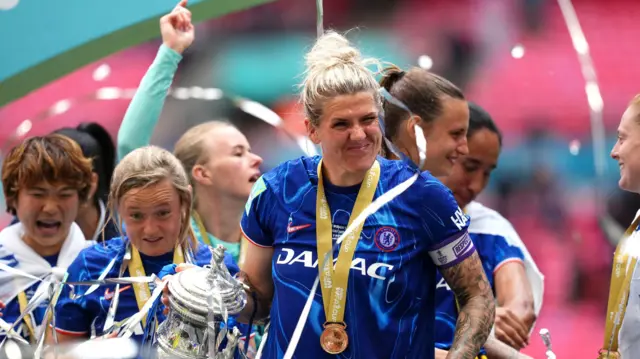 Chelsea captain Millie Bright with the FA Cup