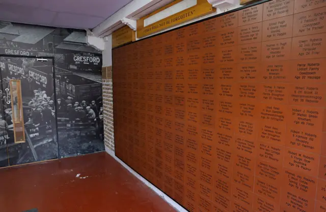 The Miners Rescue Station with the names of the 266 people who lost their lives in the disaster