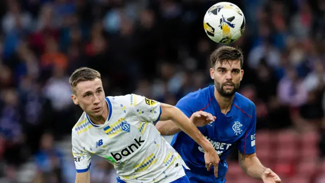 Dynamo Kyiv's Vladyslav Vanat and Rangers' Robin Propper 