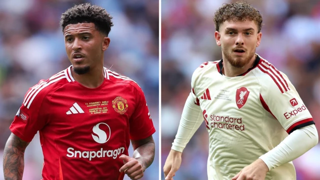 Jadon Sancho and Harvey Elliott in split screen