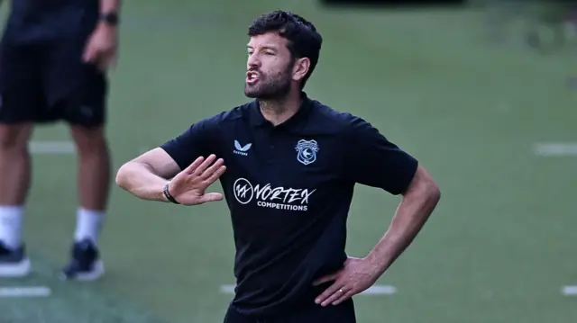 Cardiff City boss on the sidelines during their pre-season friendly against FC Midtjylland at the Cardiff City Stadium