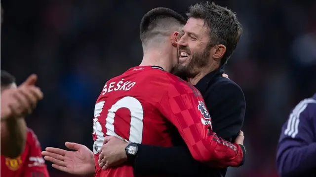 Benjamin Sesko and Michael Carrick