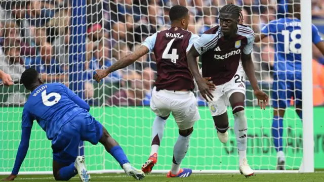 Amadou Onana of Aston Villa celebrates 