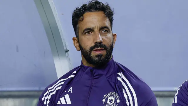Ruben Amorim looks on from bench during pre-season