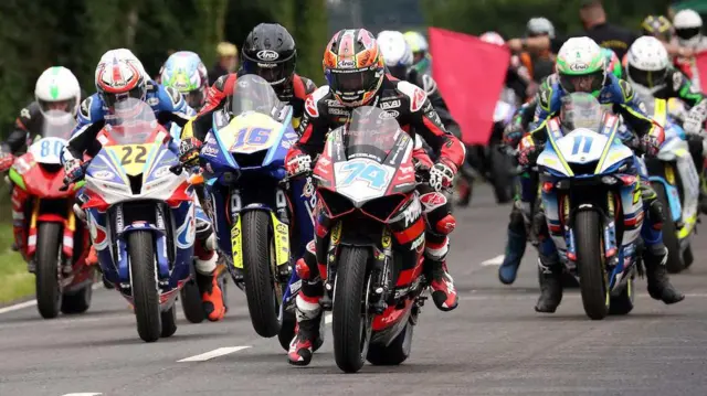 A massed start at the 2024 staging of the Armoy road races in county Antrim