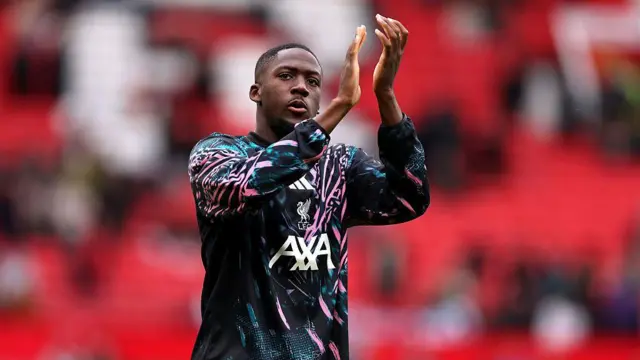 Ibrahima Konate of Liverpool claps the fans