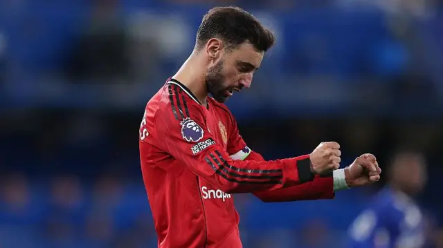 Bruno Fernandes of Manchester United celebrates 