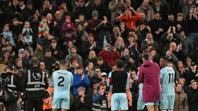 Burnley players thank their fans