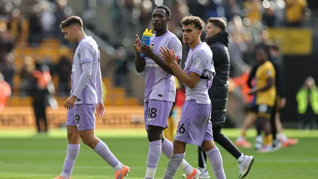 Brighton players after draw against Wolves