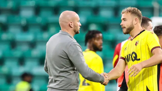 Hibs head coach David Gray and Watford defender Ryan Porteous